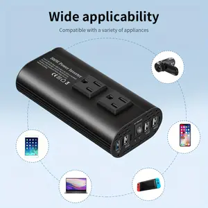 Modified Sine Wave Car Power Inverter Charger, 500W/200W, Multifunctional DC 12V to AC 110V Peak 500W Vehicle Inverter with USB Charger, for RVs and Travel, US Plug