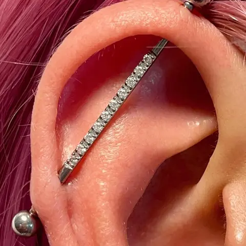 14g Stainless Steel Industrial Barbell with Cz Soft Tissue Earrings, 38mm Body Piercing Jewelry for Men and Women, Nose Piercing Jewelry, Cartilage Piercings, Cartilage Helix Piercing, Navel Piercing Jewelry, Helix Pierced Ring