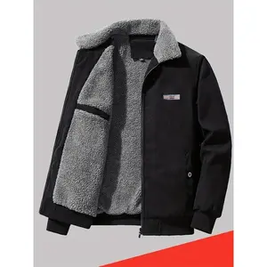 Men’s autumn–winter jacket, stand-up collar cotton jacket, wool lining, thick corduroy workwear, warm cotton jacket, fashionable men’s clothing