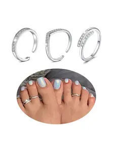 Women's Elegant Rhinestone Decorated Toe Rings, Exquisite Trendy Toe Rings, Fashionable Body Jewelry for Women & Girls, Toe Adornment Set