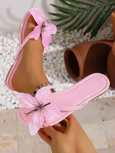 Women's Butterfly Sandals, Summer Floral Beach Flip Flops, Cute Vacation Slip-Ons, Comfortable and Stylish Footwear for Women