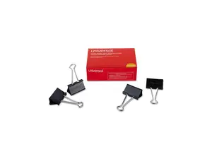 Universal Large Binder Clips, Zip-Seal Bag, 1" Capacity, 2" Wide, Black, 36/Bag