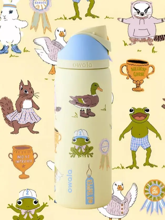 Owala FreeSip 32oz Portable Stainless Steel Water Bottle - Exclusive Party Animals Design, Insulated, Leak-Proof, Outdoors Kitchenware Drinkware