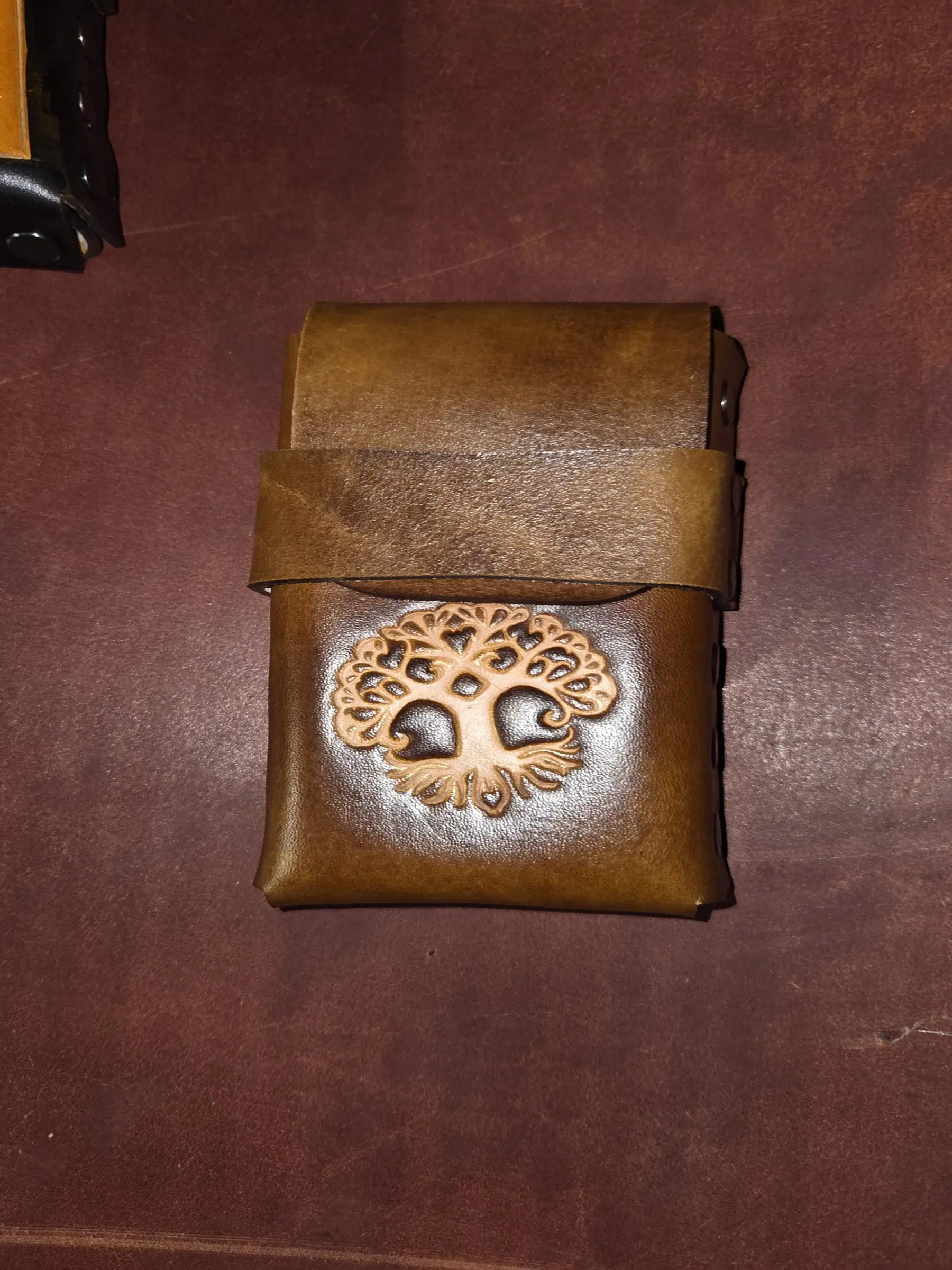 Personalized Leather Cigarette Case Tree of Life | Vintage Brown Holder Gift for Men Women | Handmade Smoking Accessory