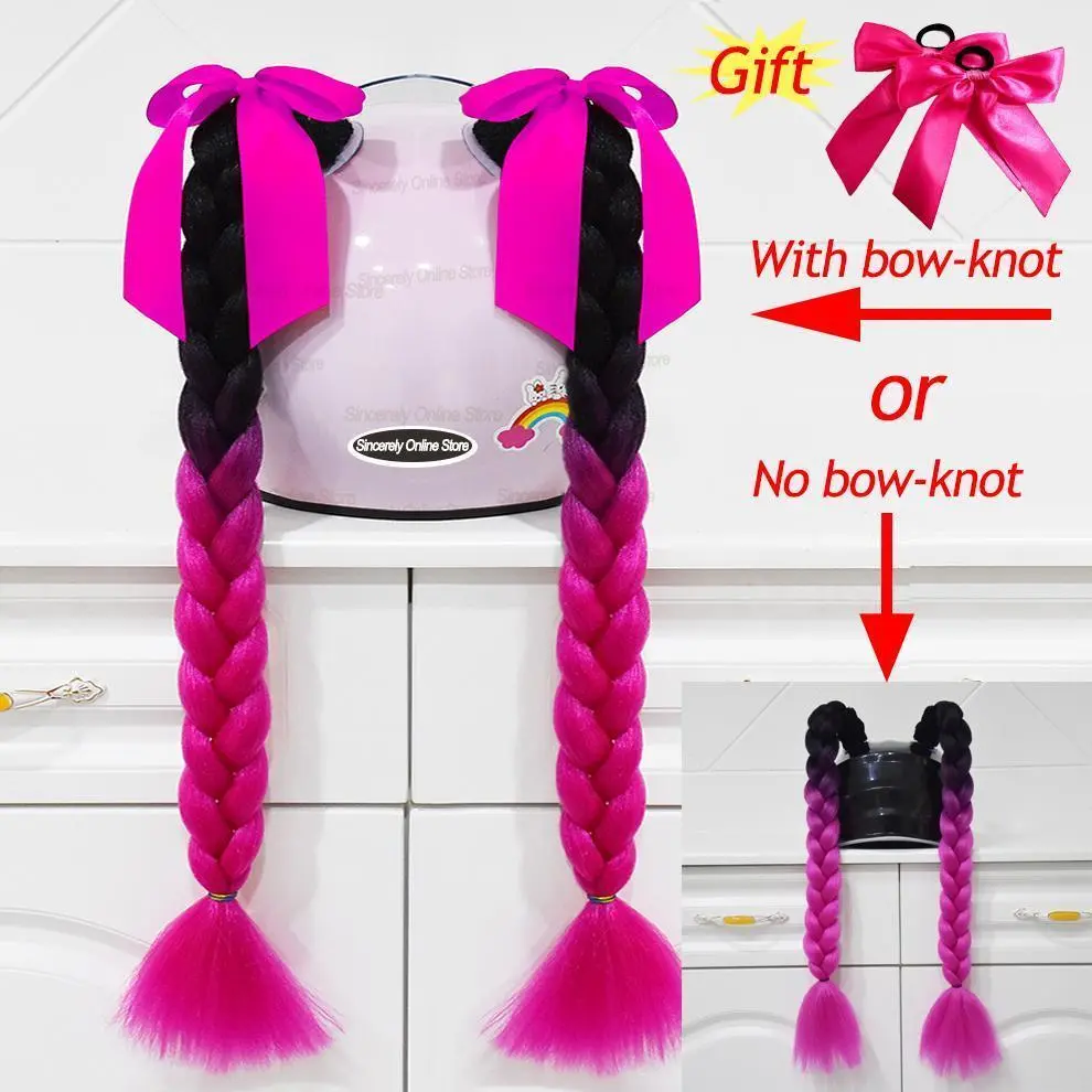 2pcs/pair New Motorcycle Helmet Braids Woman Braids Wig For Motorbike Helmets 164 colors Twist Dual Pigtail Ponytail With Sucker 2pcs/pair New Motorcycle Helmet Braids Woman Braids Wig For Motorbike Helmets 164 colors Twist Dual Pigtail Ponytail With Sucker
