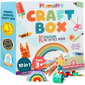 Craft Box for Kids - 10 Creative Arts and Crafts for Kids Ages 4-8, Fun No Mess Educational Preschool & Homeschool Art Projects, Toddler Crafts Kit Supplies for 3-8 Year Old Girls & Boys