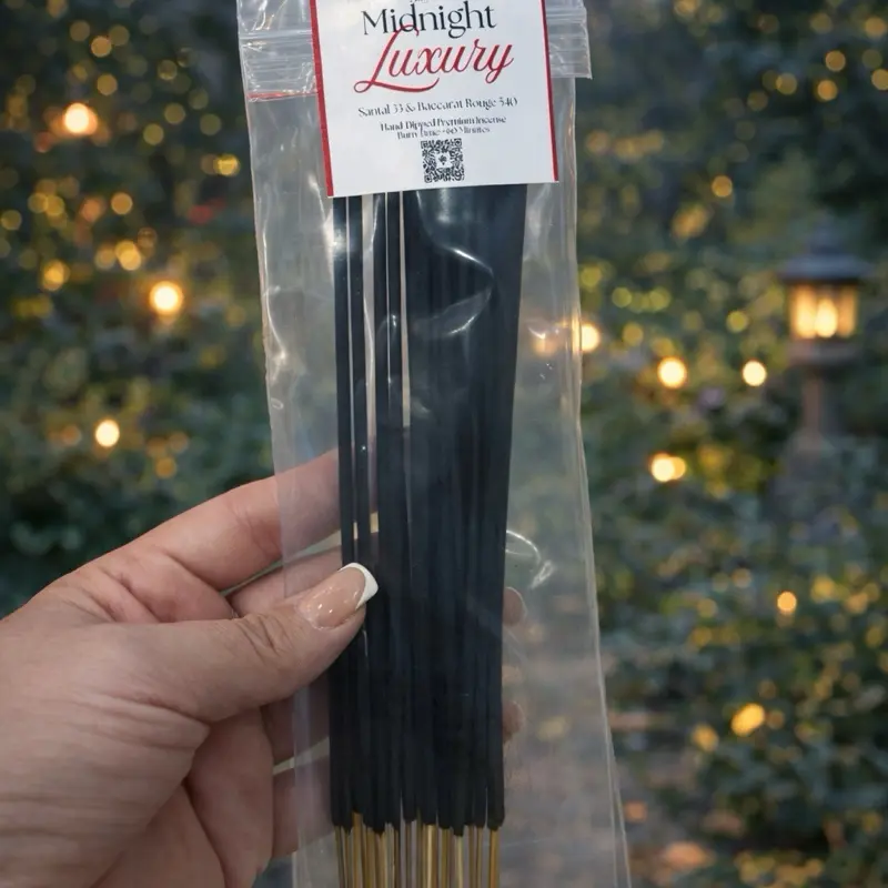 Midnight Luxury Incense Sticks – 20 Pieces | Hand-Dipped Aromatherapy Incense | Baccarat 540 & Santal 55 Fragrance | Long-Lasting Home Fragrance