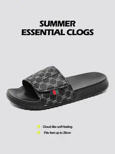 Men's Velcro Casual Leather Sandals, PU Leather Flip Flops, Large Size Fashion Universal High-Quality Slippers, Sizes 39-47, Up to 29cm Foot Length, Footwear