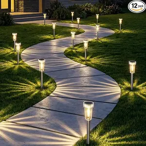 summervibes，Upgraded Solar Pathway Lights Outdoor8/12 Pack, Dusk to Dawn Auto On/Off Waterproof Solar Garden Lights, 360° Starburst Glow LED Path Lights for Yard Walkway Driveway Landscape Decor outdoorfun