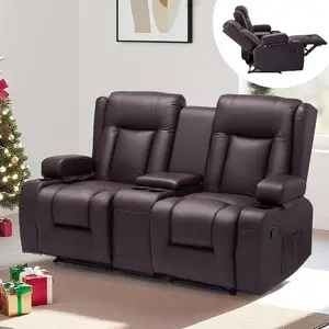 VEVOR Loveseat Recliner Sofa with Massage Heat, Power Reclining RV Couch, PU Leather Electric Recliner Sofa with USB Outlet/Storage/Cup Holders/Pockets, Home Theater Seating for Living RoomVEVOR Super Brand Day