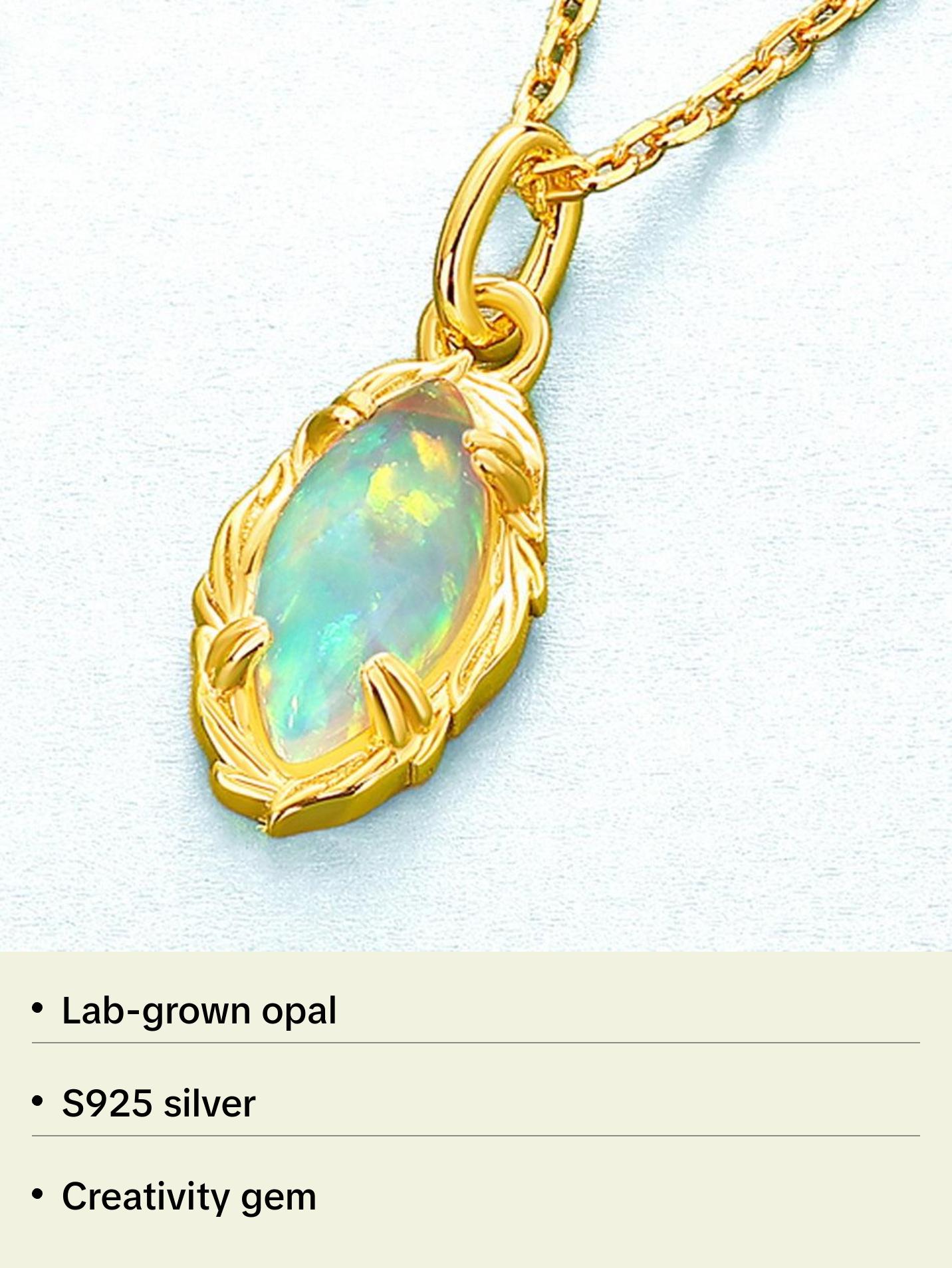 Opal Marquise Pendant Necklace