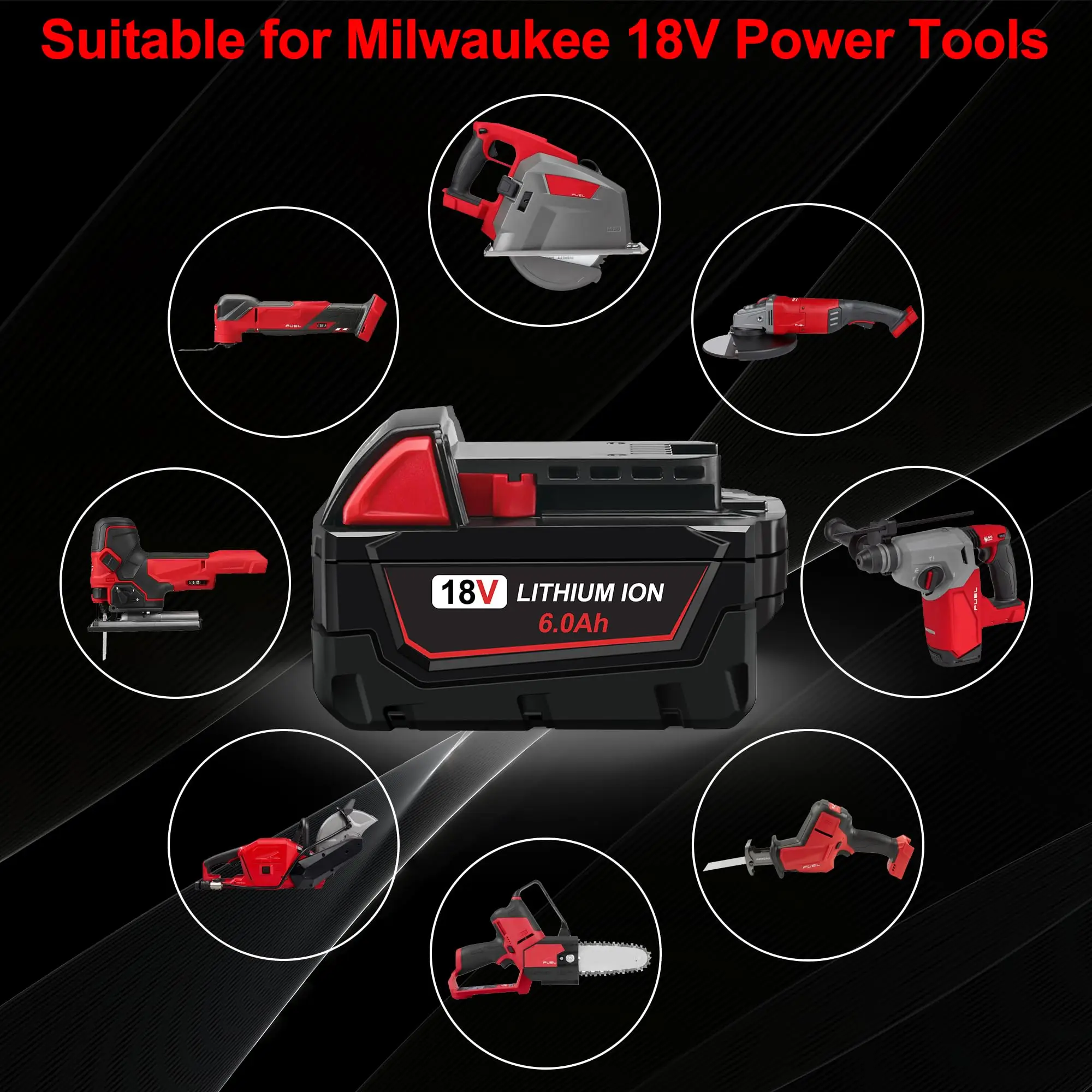 2 Pack 8.0Ah 18V M18 Lithium Batteries Replacement for Milwaukee M18 Battery, Perfectly Compatible with Milwaukee Original Charger Visit the Worthmah