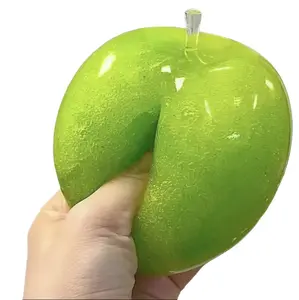 Clear Apple Slush Texture Squeeze Squishy, Gel Filled Fruit Fidget Toy, Elastic Sensory Hobby Gadget, Anxiety Relief Desk Toy for Indoor Casual Leisure Play