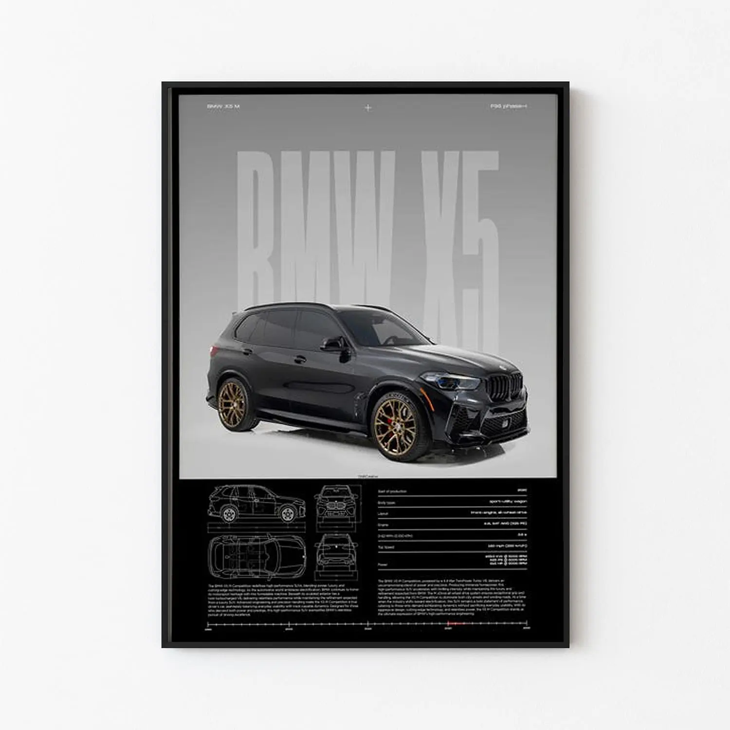 BMW X5 M Competition Print | Hyper Car Poster, Product without frame