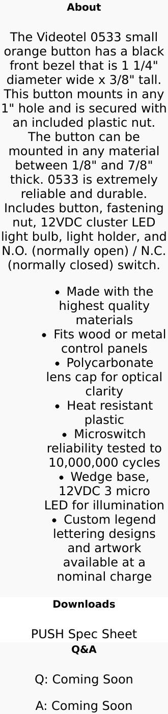 Small Orange Plastic Mechanical Push Button