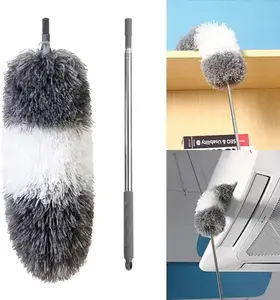 Extendable handle Feather Duster Long Telescopic Magic Static Duster Brush245cm Cleaning Microfiber Steel