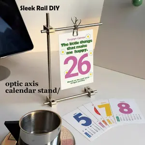2026 Build Your Own Desk Calendar Kit - Industrial Metal Stand DIY Kit with Risograph Art Pages