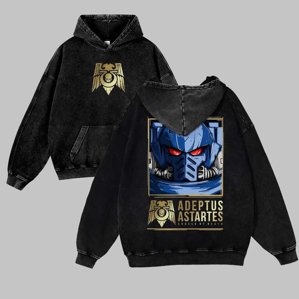 Warhammer 40k  Unisex FallFreshness outfits men streetwear 80s 90s graphic tees cotton Anime Game funny 380G Washed Hoodies men gifts