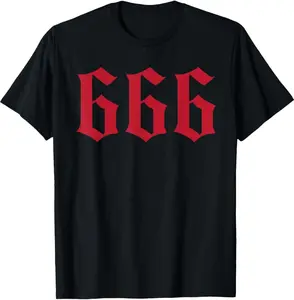 100% Cotton Fashion Garment Men's Devil 666 Graphic T-Shirt, Red Print Cotton Relaxed Fit Casual Top