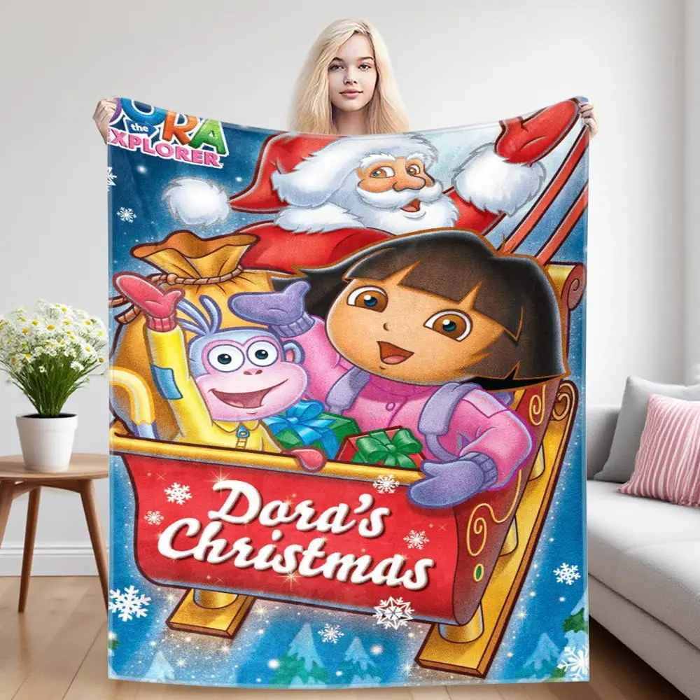 Dora Modern Flannel Print Blanket - Soft, Warm, Breathable, Wrinkle Resistant, Stain Resistant, Durable, All-Seasons, Machine Washable - Ideal for Sofa, Bed
