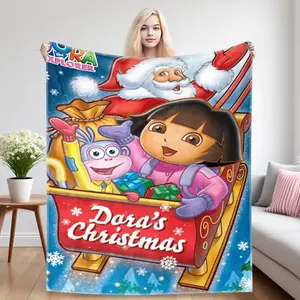 Dora Flannel Blanket, Suitable for Sofa, Office, Bed, Camping, Travel, Soft and Warm, Machine Washable
