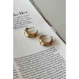 Renee Brushed Gold Hoop Earrings