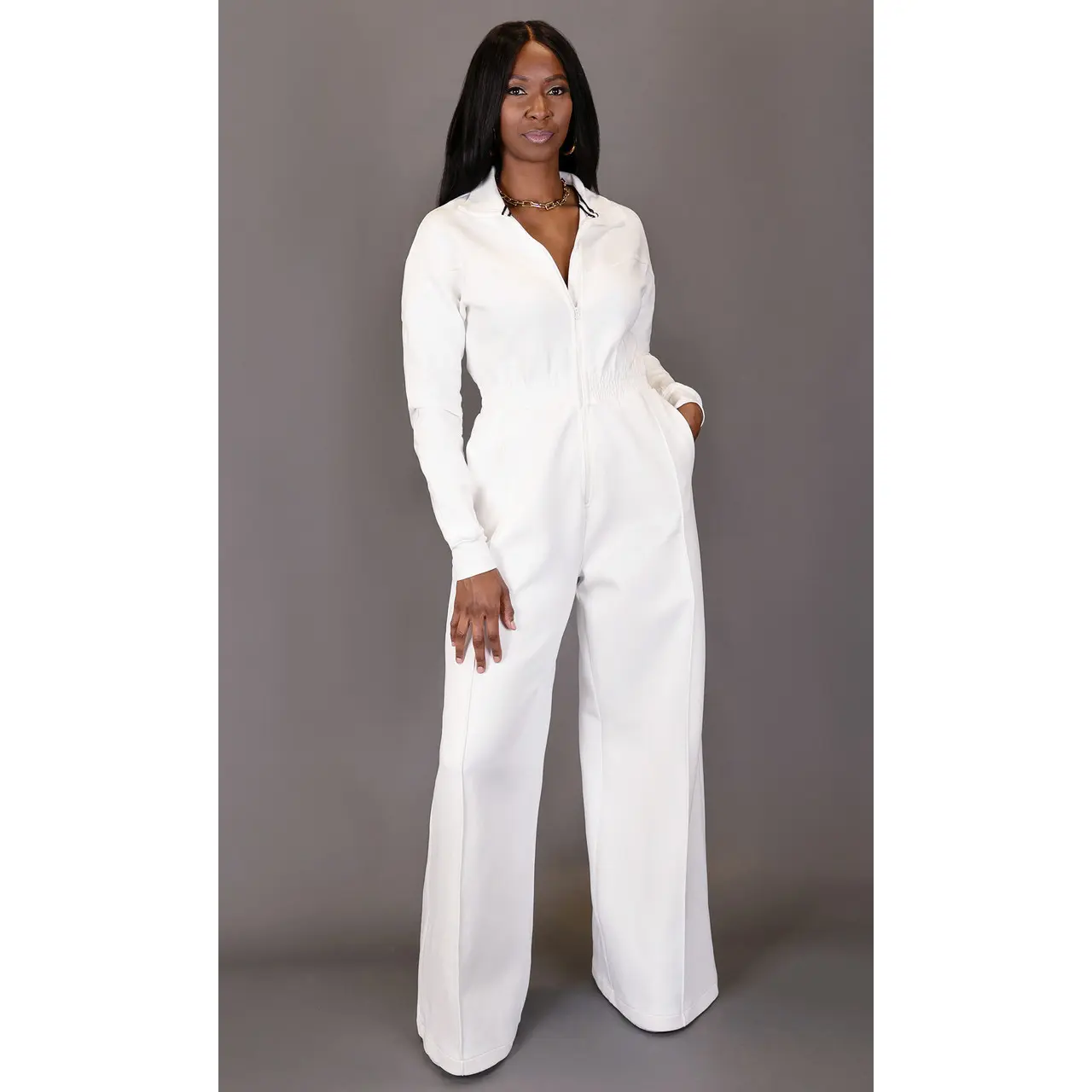 Every Day Sweat Jumpsuit - White