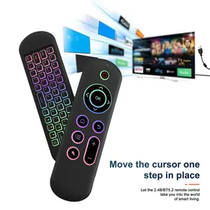 Air Mouse Keyboard Remote 2.4G Bluetooth Wireless Backlit for Android PC with Cursor Control and Smart Living Features Navigation Connection