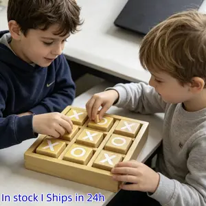 Wooden Tic-Tac-Toe Game, Engaging Family Activity, Enhances Logical Thinking, Perfect for Afternoon Play, Replace Screen Time