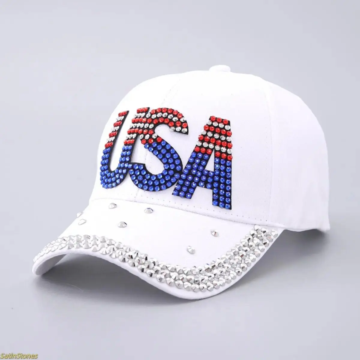 American Flag Rhinestone Curved Brim Baseball Cap - Street Style Cap for Clothes Accessories Fashion Enthusiasts, Casual Hat, Christmas, Funky, Anniversary, Engagement, Glitter, Glamorous American Flag Rhinestone Curved Brim Baseball Cap - Street Style Cap for Clothes Accessories Fashion Enthusiasts, Casual Hat, Christmas, Funky, Anniversary, Engagement, Glitter, Glamorous