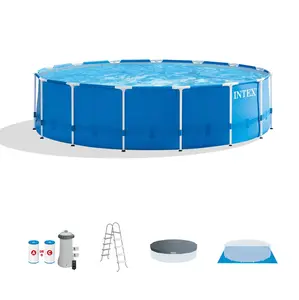 Intex 28241EH 15ft x 48in Metal Frame Above Ground Pool Set with Pump & Cover