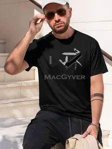 MACGYVER 2026 new model Black/White Tee Stylish & Comfortable Loose Crew Neck Short Sleeve T-shirts Versatile On Trend Eye Catching Printed Graphic Casual Tee for Daily Wear Outings & Leisure