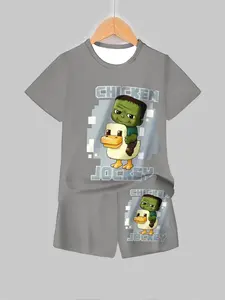 Luxury Game Style | Kids Set, Chicken Jockey Print, Skin-friendly 2-Piece Set