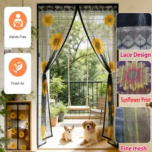 Automatic Magnetic Screen Door, Strong Magnet Design, Mosquito Prevention, Lace Trim, Pet Friendly, Home Decor, Yard Entrance