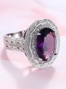 Fashion Oval Cut Purple Zircon Rings for Women Elegant Glittering Ring ,Wedding Engagement Jewelry , Valentine's Day, Christmas gifts