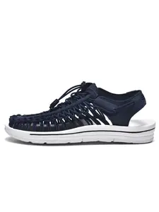 Men's Woven Sandals Wide Width Breathable Woven Bungee Cord Closed Toe Athletic Sandals Lightweight Non-Slip Cushioned Beach Water Shoes for Summer Hiking, Vacation & Big Size 11-14