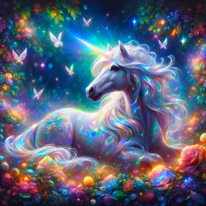 1pc 40X40Cm/15.7X15.7 Inch Large Size Unframed Round Diamond Painting Kit Featuring a Unicorn, 5D Diamond Painting with All Artificial Rhinestones, a Mosaic Painting Set for Beginners
