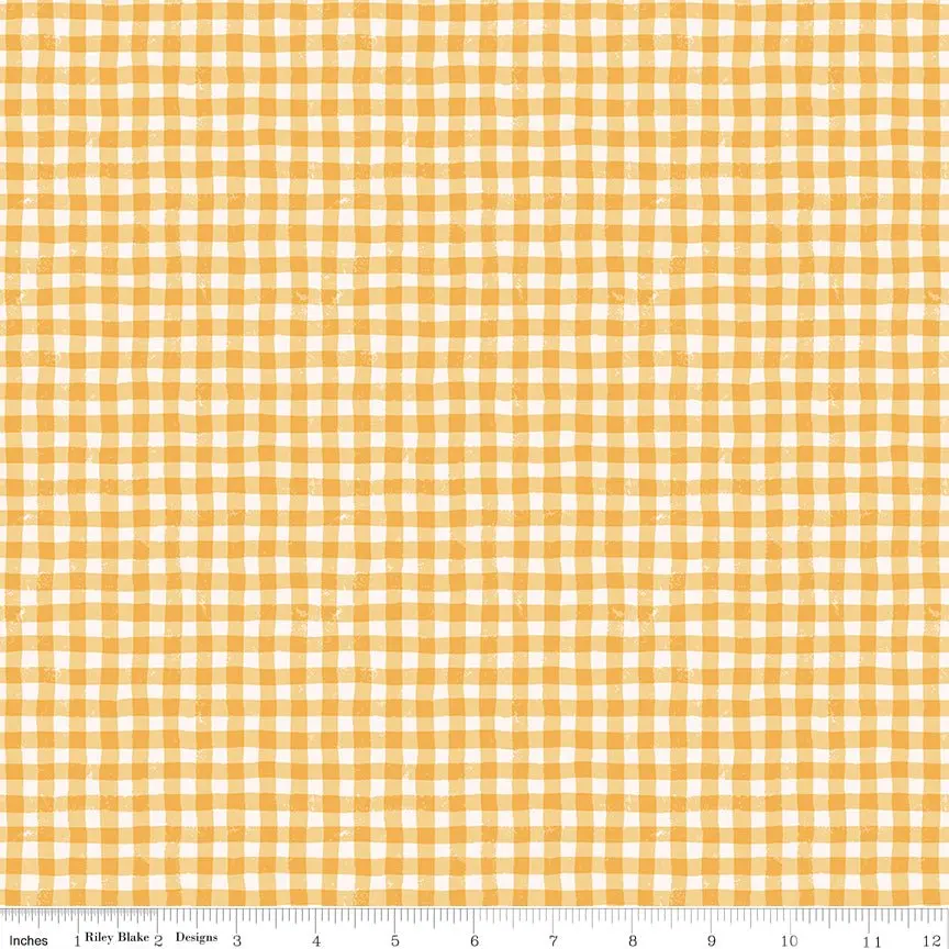 Meadow Moments Summer Gingham Yellow Fabric by the Yard or Fat Quarter - Riley Blake Designs