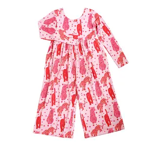 Cambrie WIDE LEG ROMPER for Girls Soft Valentine's Day Bamboo Viscose, Stretchy Fit, Easy Slip-On Design, Sizes 12m to 8, Comfortable for Play & Everyday Wear