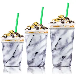 3 Pack Iced Coffee Cup Sleeve for Large Sized Cups,  Neoprene Iced Coffee Cup Holder for Hot Cold Drinks, Compatible with , Dunkin Donuts, and More