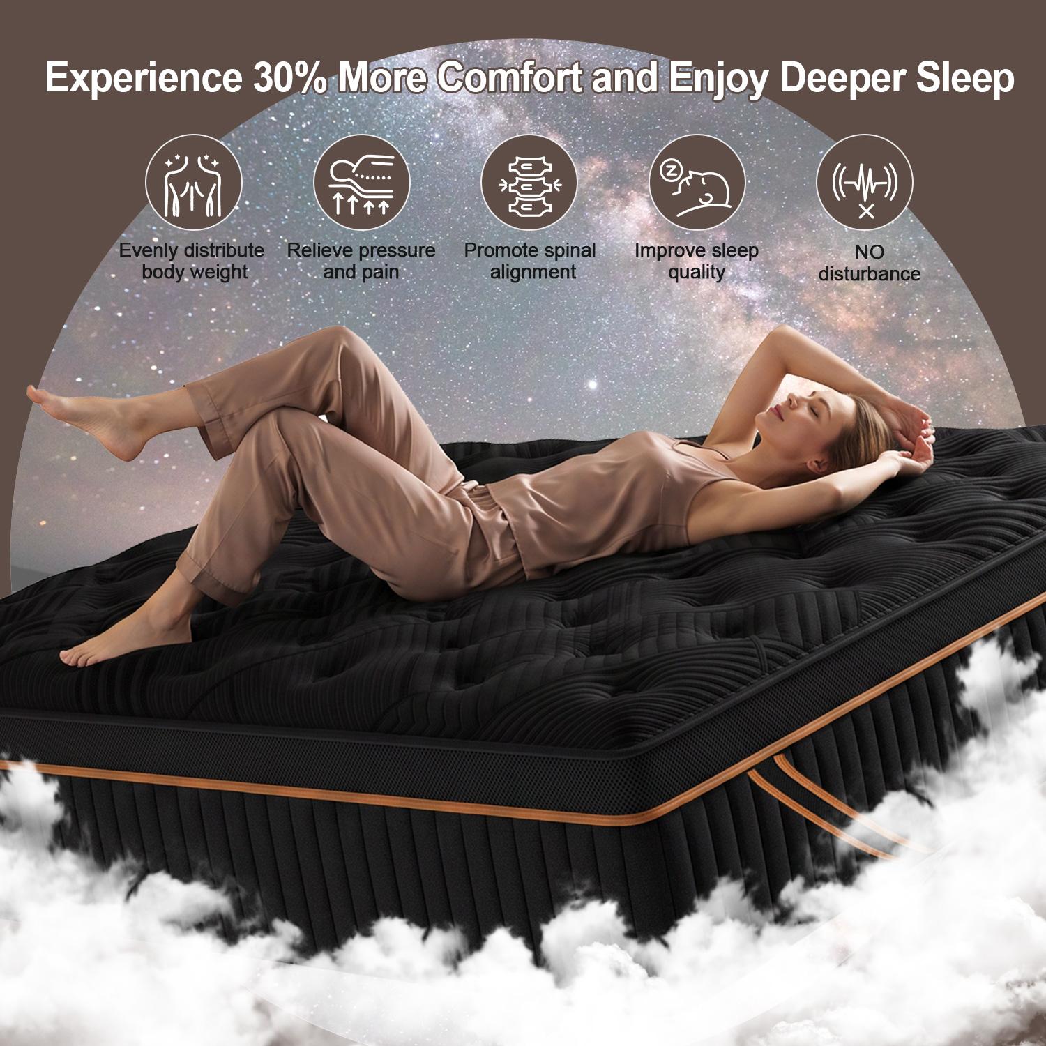 14" Twin Full Queen King Mattress,  Hybrid Mattress with Gel Memory Foam and Individually Pocket Innerspring Euro Top Mattresses Medium Firm for Motion Isolation, Edge Support, 100 Night Trial