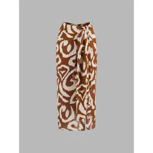 Cider [4 colors, size 0-26] Mid Rise Abstract Knotted Split Maxi Skirt