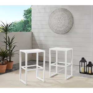 Linon Home Holland Aluminum Outdoor Barstool White Set of 2