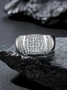 Father's Day Mother's Day gift, closed-mouth iced full diamond ring, high-end male god style hip-hop ring