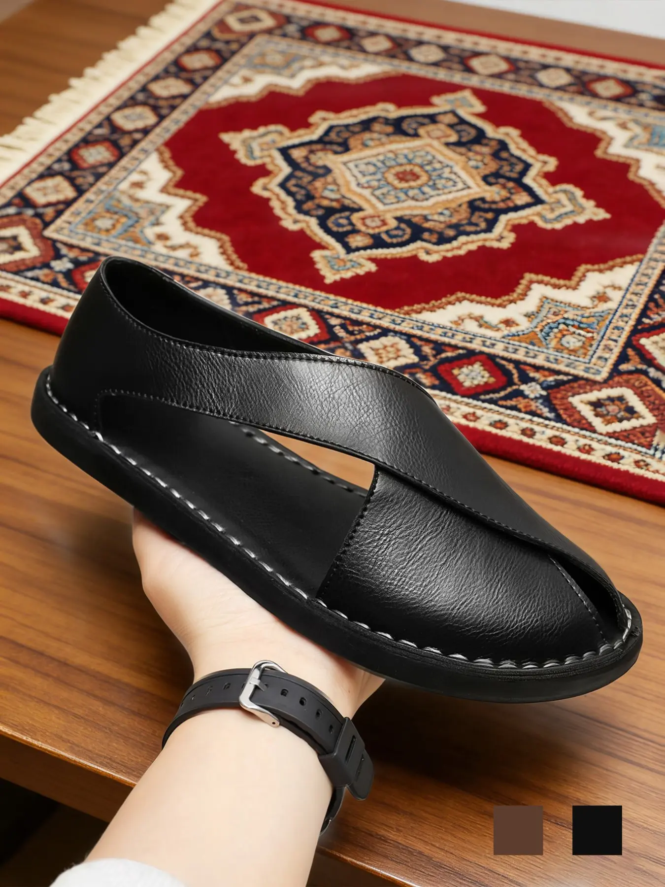 Men's Cross Strap Arabic Sandals, Footwear for beach, Lightweight Flexible Cushioned Non-Slip Wide Width Fisherman Sandals Closed Toe Crossover Straps Flat Shoes