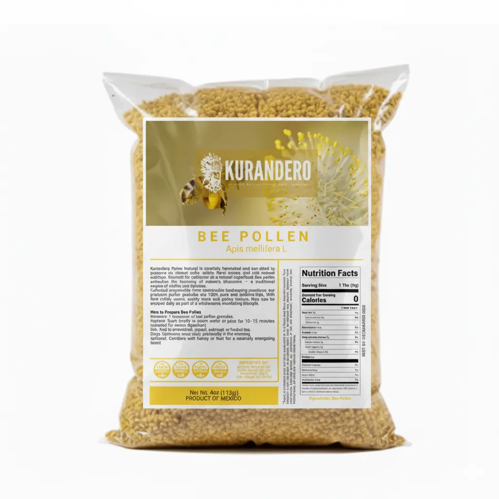 KURANDERO Bee Pollen Granules 4 oz (113 g) – 100% Natural Pollen de Abeja – Premium Dried Whole Bee Pollen, Raw & Unprocessed, Non-GMO, Caffeine-Free, Natural Energy Source, Single Pack