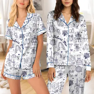 Future Mrs Pajamas Set, Wedding Pjs, Summer Bride Satin Sleepwear, Vacation Mode Bridal Party Gift