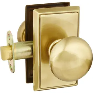 Door Set with Round Brass Knobs Passage in Antique Brass. Door sets.