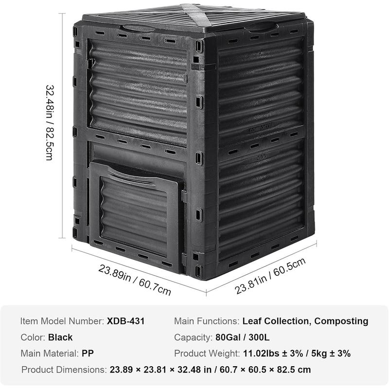 Garden Compost Bin 80 Gallon, BPA Free Composter, Large Capacity ...