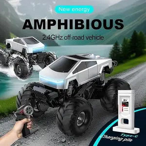 Tesla Pickup Amphibious Remote Control Car, Off-Road Waterproof All-Terrain Climbing Kids Toy Vehicle, Perfect Birthday Gift